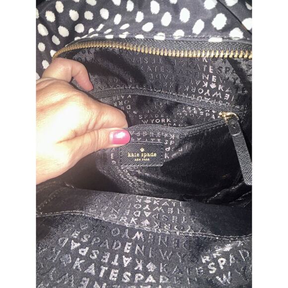 Kate Spade Wilson Road Polka Dot Black & White Nylon Mini Backpack - Picture 6 of 10